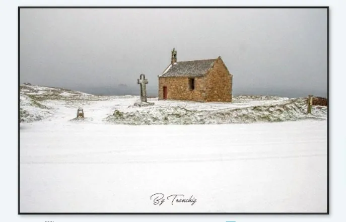 st samson snow cadre artbox noir Poster Chapelle Saint Samson sous la neige Bretagne | By Tranchig – Image 4
