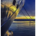 remorqueur, bateau, boat, brest, soleil, sunrise, sun, by tranchig, poster, affiche, bretagne, finistère,