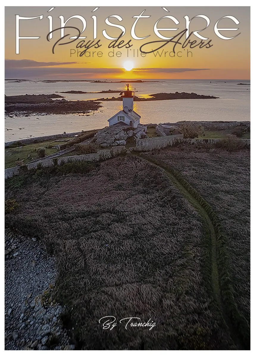 Poster Sunset sur Phare Ile Wrac'h Bretagne Finistère By Tranchig