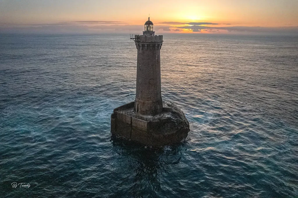 Phare du Four sunset aerial dji Bretgane Finistère By Tranchig
