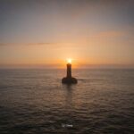 Le tour des Phares Coucher de soleil sur Le Four Lighthouse aerial dji Bretagne Finistere By Tranchig
