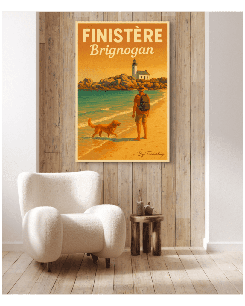 Poster Vintage du photographe By Tranchig Bretagne Finistère. Brignogan