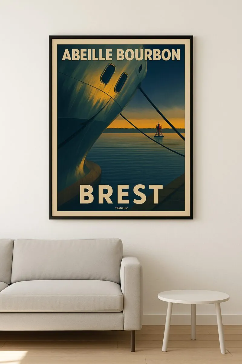 mockup abeille bourbon bretagne finistère by tranchig 002 Brest Abeille Bourbon Poster Vintage By Tranchig – Image 4