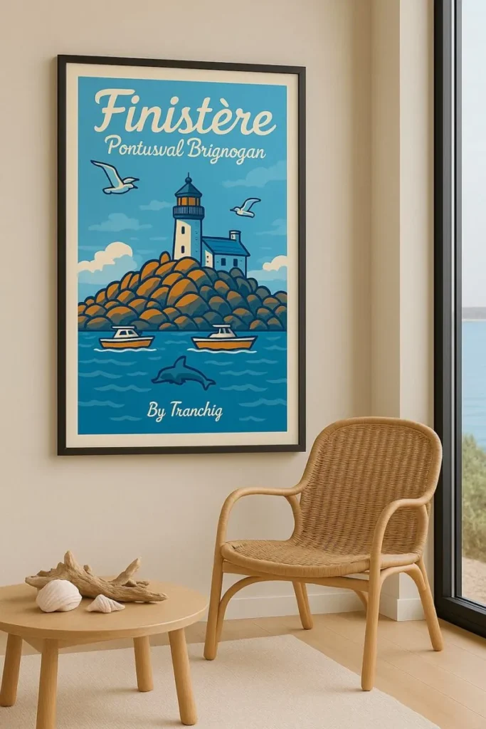 Exemple de décoration poster vintage Bretagne Finistère By Tranchig Pontusval Brignogan
