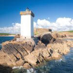Le tour des Phares Le Phare de Kermorvan côté mer aérial dji Pays d'Iroise Bretagne Finistère By Tranchig