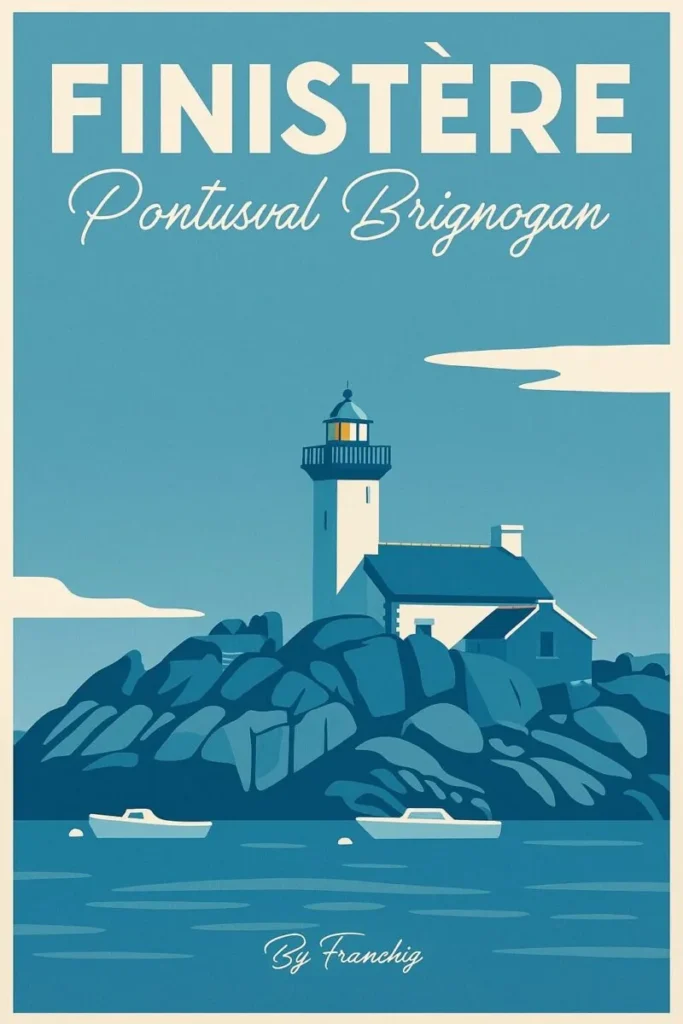 Poster Vintage By Tranchig Bretagne Finistère Pontusval Brignogan 0725