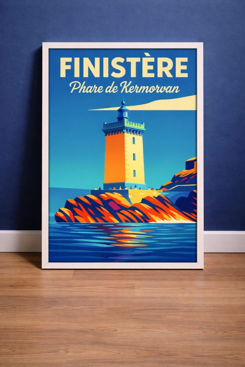 Phare de Kermorvan 2 Poster Vintage Bretagne Finistère | By Tranchig