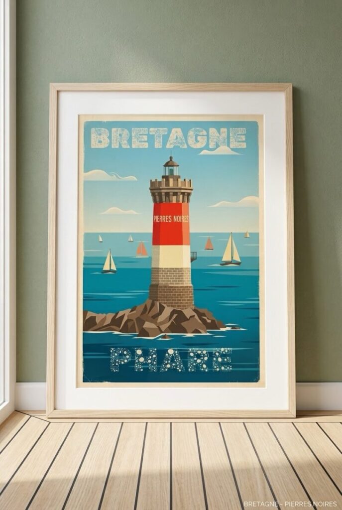 Home Mockup Phare Pierres Noires Retro Bretagne Finistère By Tranchig Illustrations